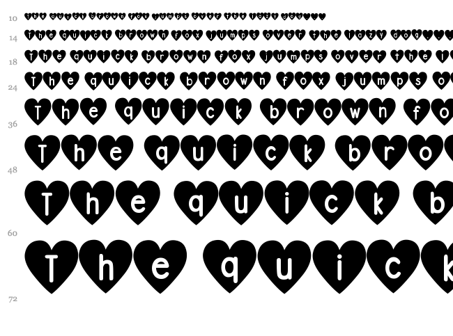 DJB Shape Up Hearts font waterfall